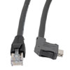 Picture of ix Low Smoke Zero Halogen Cable, Category 6a, F/UTP, Single Shielded, Right Angle Down ix A Plug To RJ45 Plug 26AWG CMX LSZH, Black, 1-meter