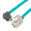 Picture of ix Industrial Assembly, Category 6a, SF/UTP, Right Angle Down ix A Plug To RJ45 Jack, 26AWG Industrial Outdoor High Flex, TPE, Teal, 1-meter