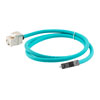 Picture of ix Industrial Assembly, Category 6a, SF/UTP, Right Angle Down ix A Plug To RJ45 Jack, 26AWG Industrial Outdoor High Flex, TPE, Teal, 1-meter
