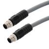 Picture of M12 5 Position IP67 K-Code AC Power Cable Assembly, 16AWG 300V 12A, Industrial Drag Chain PUR Jacket, Male to Male, Gray, 5.0m