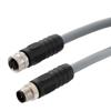Picture of M12 5 Position IP67 K-Code AC Power Cable Assembly, 16AWG 300V 12A, Industrial Drag Chain PUR Jacket, Male to Female, Gray, 5.0m