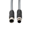 Picture of M12 5 Position IP67 K-Code AC Power Cable Assembly, 16AWG 300V 12A, Industrial Drag Chain PUR Jacket, Male to Female, Gray, 5.0m
