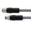 Picture of M12 5 Position IP67 K-Code AC Power Cable Assembly, 16AWG 300V 12A, Industrial Drag Chain PUR Jacket, Male to Female, Gray, 5.0m