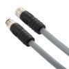 Picture of M12 5 Position IP67 K-Code AC Power Cable Assembly, 16AWG 300V 12A, Industrial Drag Chain PUR Jacket, Male to Female, Gray, 5.0m