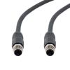 Picture of M12 4 Position IP67 L-Code Pigtail Cable Assembly, Unshielded 16AWG PUR Jacket, Male to Male, Black 0.5m