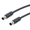Picture of M12 4 Position IP67 L-Code Pigtail Cable Assembly, Unshielded 16AWG PUR Jacket, Male to Male, Black 2m