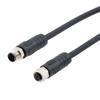 Picture of M12 4 Position IP67 L-Code Pigtail Cable Assembly, Unshielded 16AWG PUR Jacket, Male to Female, Black 3m