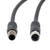 Picture of M12 4 Position IP67 L-Code Pigtail Cable Assembly, Unshielded 16AWG PUR Jacket, Male to Female, Black 3m