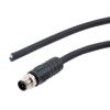 Picture of M12 4 Position IP67 L-Code Pigtail Cable Assembly, Unshielded 16AWG PUR Jacket, Male to Open, Black 10m