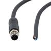 Picture of M12 4 Position IP67 L-Code Pigtail Cable Assembly, Unshielded 16AWG PUR Jacket, Male to Open, Black 5m