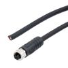 Picture of M12 4 Position IP67 L-Code Pigtail Cable Assembly, Unshielded 16AWG PUR Jacket, Female to Open, Black 5m