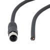 Picture of M12 4 Position IP67 L-Code Pigtail Cable Assembly, Unshielded 16AWG PUR Jacket, Female to Open, Black 5m