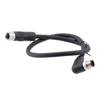 Picture of M12 4 Position IP67 L-Code Pigtail Cable Assembly, Unshielded 16AWG PUR Jacket, Right Angle Male to Female, Black 0.5m