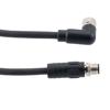 Picture of M12 4 Position IP67 L-Code Pigtail Cable Assembly, Unshielded 16AWG PUR Jacket, Male to Right Angle Female, Black 3m