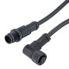 Picture of IP68 Waterproof M12 5 Position B-code, Sensor Signal Cable, Light Weight Plastic Nut, 22AWG, PVC, Male To Right Angle Female, Black, 1M