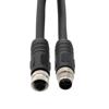 Picture of M12 4 Position IP67 S-Code AC Power Shielded Cable Assembly, 16AWG 630V 12A, Industrial Drag Chain HFPUR Jacket, Male to Female, Black, 5.0m