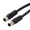 Picture of M12 4 Position IP67 S-Code AC Power Shielded Cable Assembly, 16AWG 630V 12A, Industrial Drag Chain HFPUR Jacket, Male to Female, Black, 5.0m