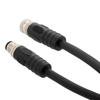 Picture of M12 4 Position IP67 S-Code AC Power Shielded Cable Assembly, 16AWG 630V 12A, Industrial Drag Chain HFPUR Jacket, Male to Female, Black, 5.0m