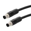 Picture of M12 4 Position IP67 T-Code DC Power Cable Assembly, 16AWG 63V 12A, Industrial Drag Chain PUR Jacket, Male to Male, Black, 5.0m