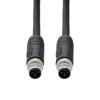 Picture of M12 4 Position IP67 T-Code DC Power Cable Assembly, 16AWG 63V 12A, Industrial Drag Chain PUR Jacket, Male to Male, Black, 5.0m