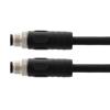 Picture of M12 4 Position IP67 T-Code DC Power Cable Assembly, 16AWG 63V 12A, Industrial Drag Chain PUR Jacket, Male to Male, Black, 5.0m