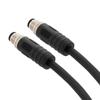 Picture of M12 4 Position IP67 T-Code DC Power Cable Assembly, 16AWG 63V 12A, Industrial Drag Chain PUR Jacket, Male to Male, Black, 5.0m