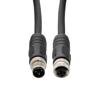 Picture of M12 4 Position IP67 T-Code DC Power Cable Assembly, 16AWG 63V 12A, Industrial Drag Chain PUR Jacket, Male to Female, Black, 5.0m