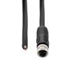 Picture of M12 4 Position IP67 T-Code DC Power Cable Assembly, 16AWG 63V 12A, Industrial Drag Chain PUR Jacket, Female to Open, Black, 1.0m