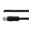 Picture of M12 4 Position IP67 T-Code DC Power Cable Assembly, 16AWG 63V 12A, Industrial Drag Chain PUR Jacket, Female to Open, Black, 1.0m