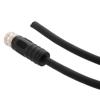 Picture of M12 4 Position IP67 T-Code DC Power Cable Assembly, 16AWG 63V 12A, Industrial Drag Chain PUR Jacket, Female to Open, Black, 1.0m