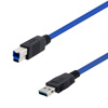 Picture of USB 3.0 Cable Assembly, A to B with Latching Type A Connector, 30/24AWG, UL 20276 PVC Jacket, Blue, 1.5M