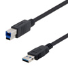 Picture of USB 3.0 Cable Assembly, A to B with Latching Type A Connector, 30/24AWG, UL 21551 Low Smoke Zero Halogen (LSZH) Jacket, Black, 1.0M