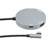 Picture of USB C Docking Station, 4-Port, 4K@60 Hz, 100 W PD, Angled USB C to 2 x HDMI, USB C PD and USB A 5 Gbps, Metal Shell, Silver, 15 cm
