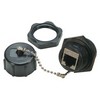 Picture of Cat 5e IP67 RJ45 Bulkhead Panel Mount Coupler, Shielded, Feed-Thru with Dust Cap