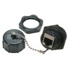 Picture of Cat 6 IP67 RJ45 Bulkhead Panel Mount Coupler, Shielded, Feed-Thru with Dust Cap